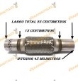 TUBO MALLA FLEXIBLE ESCAPE DE 45 MM DE INTERIOR Y LARGO 15 CENTIMETROS CON EXTENSION ACERO INOXIDABLE REFORZADO ADAPTABLE