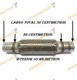 TUBO MALLA FLEXIBLE ESCAPE DE 45 MM DE INTERIOR Y LARGO 20 CENTIMETROS CON EXTENSION ACERO INOXIDABLE REFORZADO ADAPTABLE