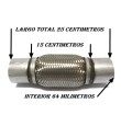TUBO MALLA FLEXIBLE ESCAPE DE 64 MM DE INTERIOR Y LARGO 15 CENTIMETROS CON EXTENSION ACERO INOXIDABLE REFORZADO ADAPTABLE