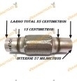 TUBO MALLA FLEXIBLE ESCAPE DE 57 MM DE INTERIOR Y LARGO 15 CENTIMETROS CON EXTENSION ACERO INOXIDABLE REFORZADO ADAPTABLE