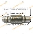 TUBO MALLA FLEXIBLE ESCAPE DE 50 MM DE INTERIOR Y LARGO 15 CENTIMETROS CON EXTENSION ACERO INOXIDABLE REFORZADO ADAPTABLE
