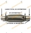 TUBO MALLA FLEXIBLE ESCAPE DE 48 MM DE INTERIOR Y LARGO 20 CENTIMETROS CON EXTENSION ACERO INOXIDABLE REFORZADO ADAPTABLE
