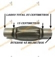 TUBO MALLA FLEXIBLE ESCAPE DE 48 MM DE INTERIOR Y LARGO 15 CENTIMETROS CON EXTENSION ACERO INOXIDABLE REFORZADO ADAPTABLE