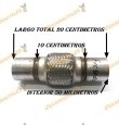 TUBO MALLA FLEXIBLE ESCAPE DE 50 MM DE INTERIOR Y LARGO 10 CENTIMETROS CON EXTENSION ACERO INOXIDABLE REFORZADO ADAPTABLE