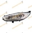 Faro Ford Fiesta desde 2013 hasta 2017 Izquierdo, lámparas H7+H1+Lud diurna LED+PY21W, fondo cromado vista lateral