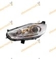 Faro Ford Fiesta desde 2013 hasta 2017 Izquierdo, lámparas H7+H1+Lud diurna LED+PY21W, fondo cromado vista frontal