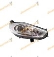 Faro Ford Fiesta desde 2013 hasta 2017 Derecho, lámparas H7+H1+Luz diurna LED+PY21W, fondo cromado con lupa vista frontal