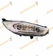 Faro Ford Fiesta desde 2013 hasta 2017 Derecho, lámparas H7+H1+Luz diurna LED+PY21W, fondo cromado con lupa vista lateral