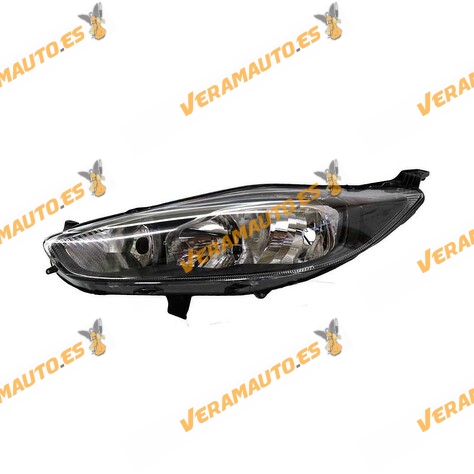 Faro Ford Fiesta desde 2013 hasta 2017 Izquierdo, lámparas H7+H15+PY21W+W5W, fondo negro, luz día halógena