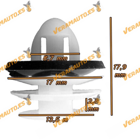 Set of 10 clips | Citroen Jumpy Evasion | Peugeot 806 Expert | Door trim | Diameter 8.7 mm | OEM 699282