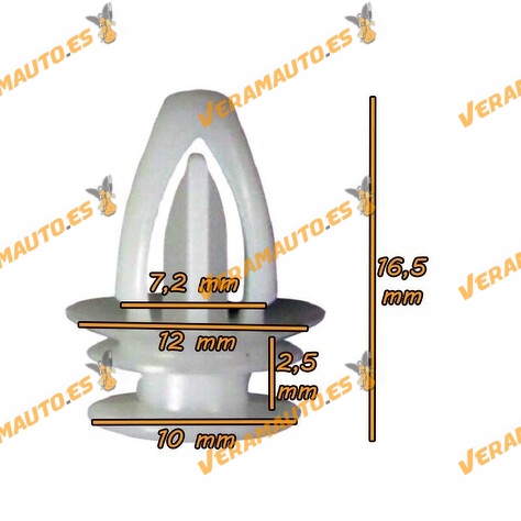 Set de 5 grapas de 7.2ø para cubierta triaungular espejo y ventanilla trasera Opel Similar a 149910