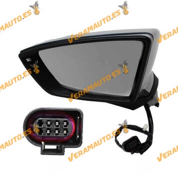 Espejo Retrovisor Seat Leon (5F) de 2012 a 2020 | Izquierdo | Eléctrico Térmico | Con Piloto Imprimado | OE Similar 5F0857521A