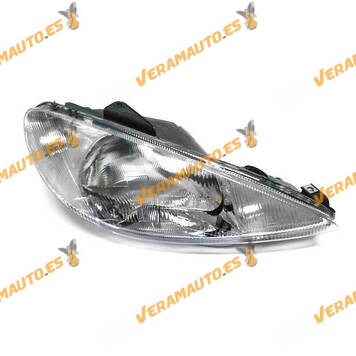 faro peugeot 206 del 1998 al 2004 lampara h4 delantero derecho regulacion manual y electrica