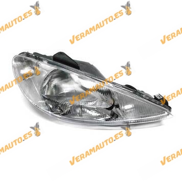 Headlight Peugeot 206 from 1998 to 2009 | Right Forward | H4 Lamp Electrical Regulation | OEM 6205S7