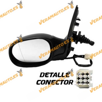 copy of Rear view Mirror Peugeot 206 from 1998 to 2009 with Mechanical Control Thermic Black Left