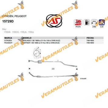 Catalizador Específico Citroen Berlingo | Peugeot Partner 1.9d Dw8 | Wjz OEM Similar a 1705ae | 1705cc | 1705jk | 1705jl