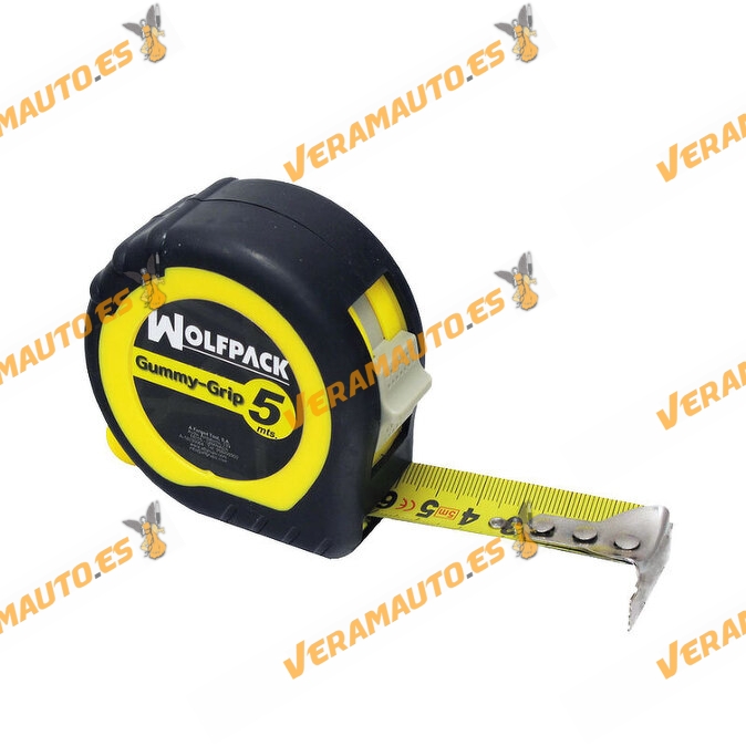 Metro | Flexómetro Magnético con Doble Freno | WOLFPACK | 5 Metros | Cinta de  25 mm | Ergonómico Carcasa Bimaterial