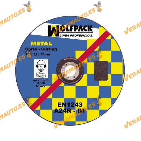 Disco WOLFPACK de Corte Abrasivo para Amoladora | Corte Hierro | Metal de 3,2 mm