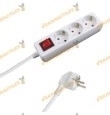 Base Múltiple con Interruptor y 3 | 6 Tomas | Color blanco | Longitud de 1,5 metros | Sección de Cable de 3x1,0 mm y 3.400 w