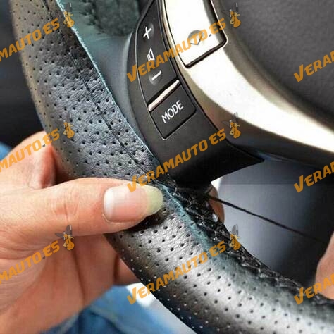 Case | Universal Steering Wheel Cover 37-38 cm | Microfiber and Synthetic Leather with Needle and Thread