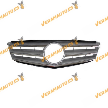 Front Grille Mercedes Class C W204 from 2007 to 2011 Front Chromed Silver Model Advangarde Complete without Anagram