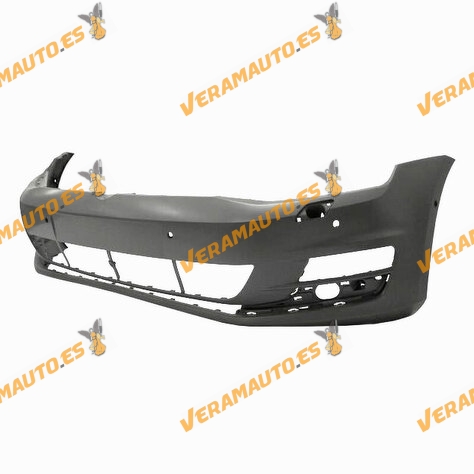 Front Bumper Volkswagen Golf VII From 2012 to 2017 Primed With Headlight Washer Hole and Sensor | OEM Similar to 5G0807217BTGRU