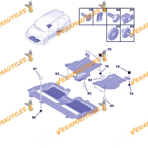Protección Bajo Motor Citroen C3 de 2001 a 2005 C2 De 2003 a 2008 | Plástico Polietileno | OEM Similar 7013P7