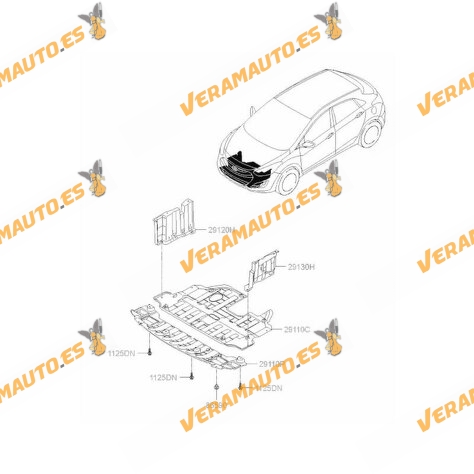 Protección Bajo Radiadores Hyundai i30 GD de 2012 a 2017 | Cubre Carter ABS + PVC | OEM 29110-A6000