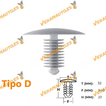 Set de 10 Grapas | Botón Universal para Tapizado de Puertas | Molduras | Parachoques | Pasos de Rueda