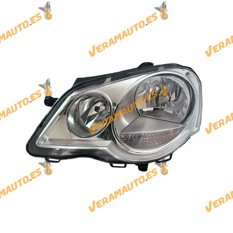 Faro Delantero Izquierdo Volkswagen Polo 9N de 2005 a 2009 | Eléctrico | Fondo Cromado | Lámparas H1 + H7 | OEM 6Q1941007AJ