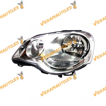 Faro Delantero Izquierdo Volkswagen Polo 9N de 2005 a 2009 | Eléctrico | Fondo Cromado | Lámparas H1 + H7 | OEM 6Q1941007AJ