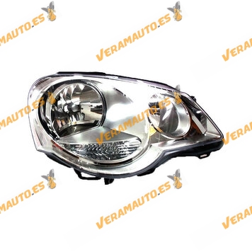 Faro Delantero Derecho Volkswagen Polo 9N de 2005 a 2009 | Eléctrico | Fondo Cromado | Lámparas H1 + H7 | OEM 6Q1941008AJ