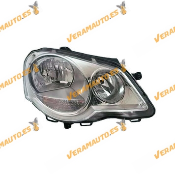 Faro Delantero Derecho Volkswagen Polo 9N de 2005 a 2009 | Eléctrico | Fondo Cromado | Lámparas H1 + H7 | OEM 6Q1941008AJ