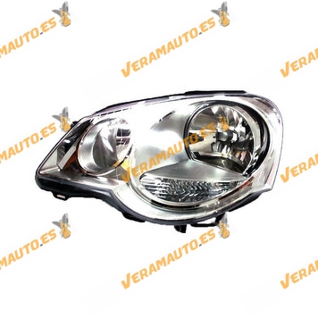 Left Headlamp VALEO Volkswagen Polo 9N 2005 to 2009 Front | Electric | Chrome | H1 + H7 Bulbs | OEM 6Q1941007AJ