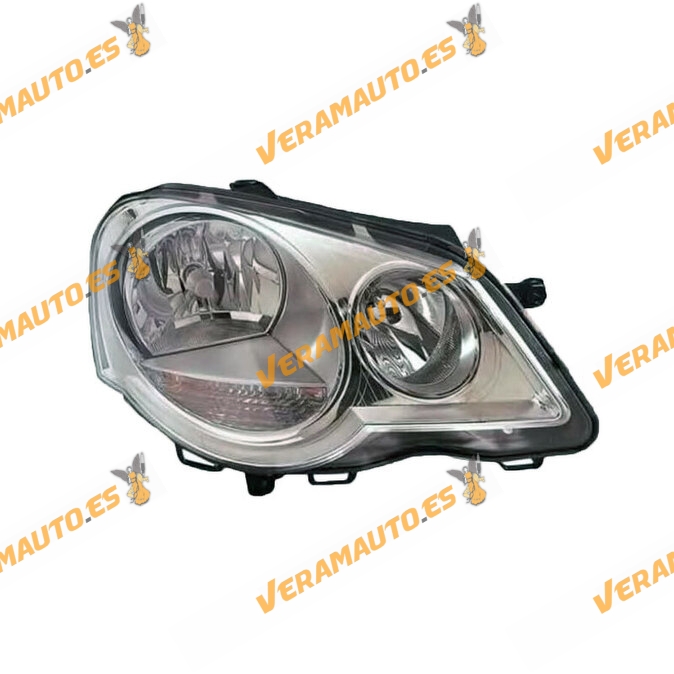Right Headlight VALEO Volkswagen Polo 9N 2005 to 2009 Front | Electric | Chrome | H1 + H7 Bulbs | OEM 6Q1941008AJ