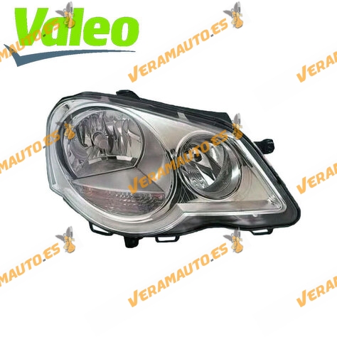 Right Headlight VALEO Volkswagen Polo 9N 2005 to 2009 Front | Electric | Chrome | H1 + H7 Bulbs | OEM 6Q1941008AJ