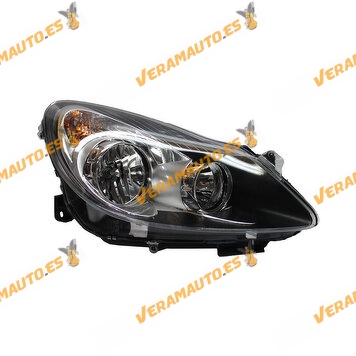 Headlight Opel Corsa D from 2006 to 2011 Bulbs H1+H7 VALEO Right Electric with Motor OEM 93189362 | 1216200