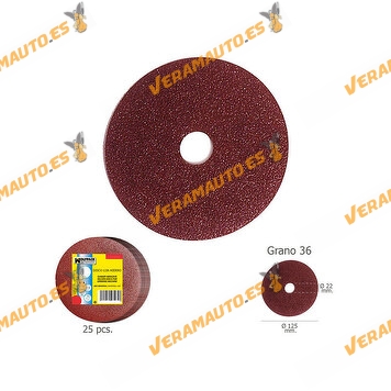 Iron Sandpaper Disc 125 x 22 mm Grain 36 | Lot of 25 Units