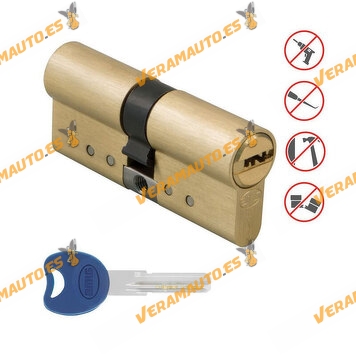 High Security Cylinder | Brass Finish with 6 Pins and 15mm Cam | Includes 5 keys