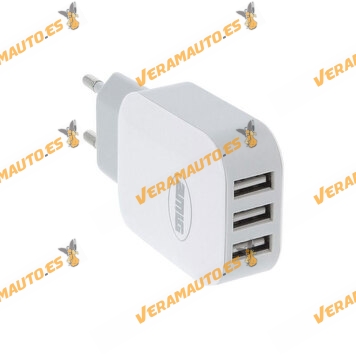Adapter | Plug to USB Charger | 3 Sockets with 3.1 A Charging Power | AMIG