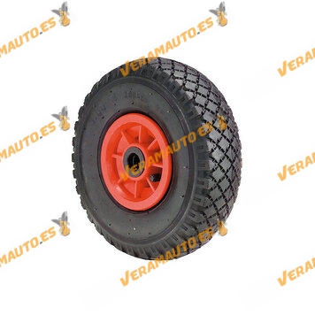 Red Tire Wheelbarrow | Plastic Rim | 20mm axle | 260mm diameter