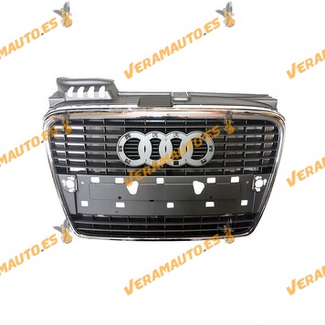 Bumper Ventilation Grille | Audi A4 8E|B7 from 2004 to 2008 | Grey | Chrome Edge | Without License Plate Holder | 8E0853651J