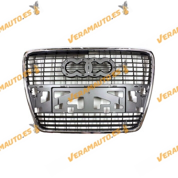 Bumper Ventilation Grille | A6 C6|4F from 2004 to 2008 | Grey | Chrome Edge | Without License Plate Holder | OEM 4F0853651
