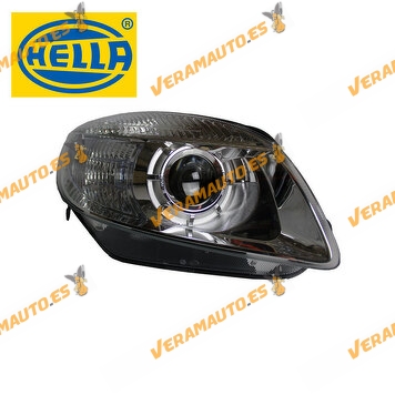 Faro Derecho HELLA Skoda Fabia de 2007 a 2010 | Lampara H7 Con Lupa | Regulacion Electrica