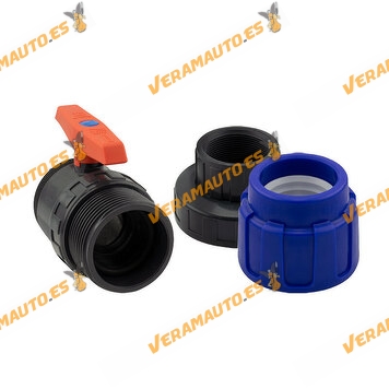 PE-EPDM valve for PE X FEMALE thread | Stopcock Used for Fluid Passage | Body in PVC-U