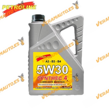 Aceite de Motor Petroline 5W30 Synthec 4 A3 | B4 | VW 502.00 505.00 Sintético | 5 Litros