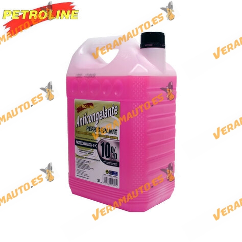 Líquido Anticongelante PETROLINE Mineral 10% | Color Rosa | Refrigerante Verano | Protección hasta -5ºC