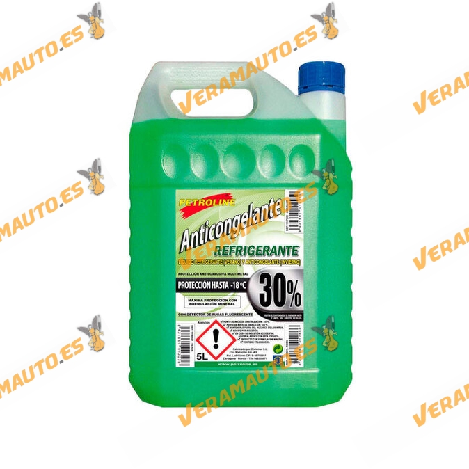 PETROLINE Mineral Antifreeze Fluid 30% | Green Colour | Summer Coolant | Protection up to -18ºC