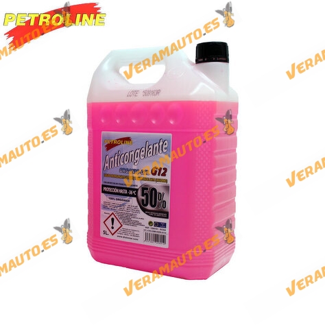 Líquido Anticongelante PETROLINE Orgánico Rosa G12 50% | Refrigerante Verano | Protección hasta -36ºC