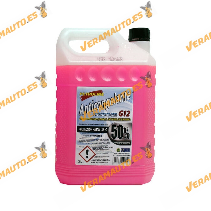 Líquido Anticongelante PETROLINE Orgánico Rosa G12 50%, Refrigerante  Verano
